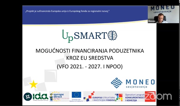 Uspješno održana radionica na temu „Mogućnosti financiranja poduzetnika kroz EU sredstva (VFO 2021. - 2027. i NPOO)“