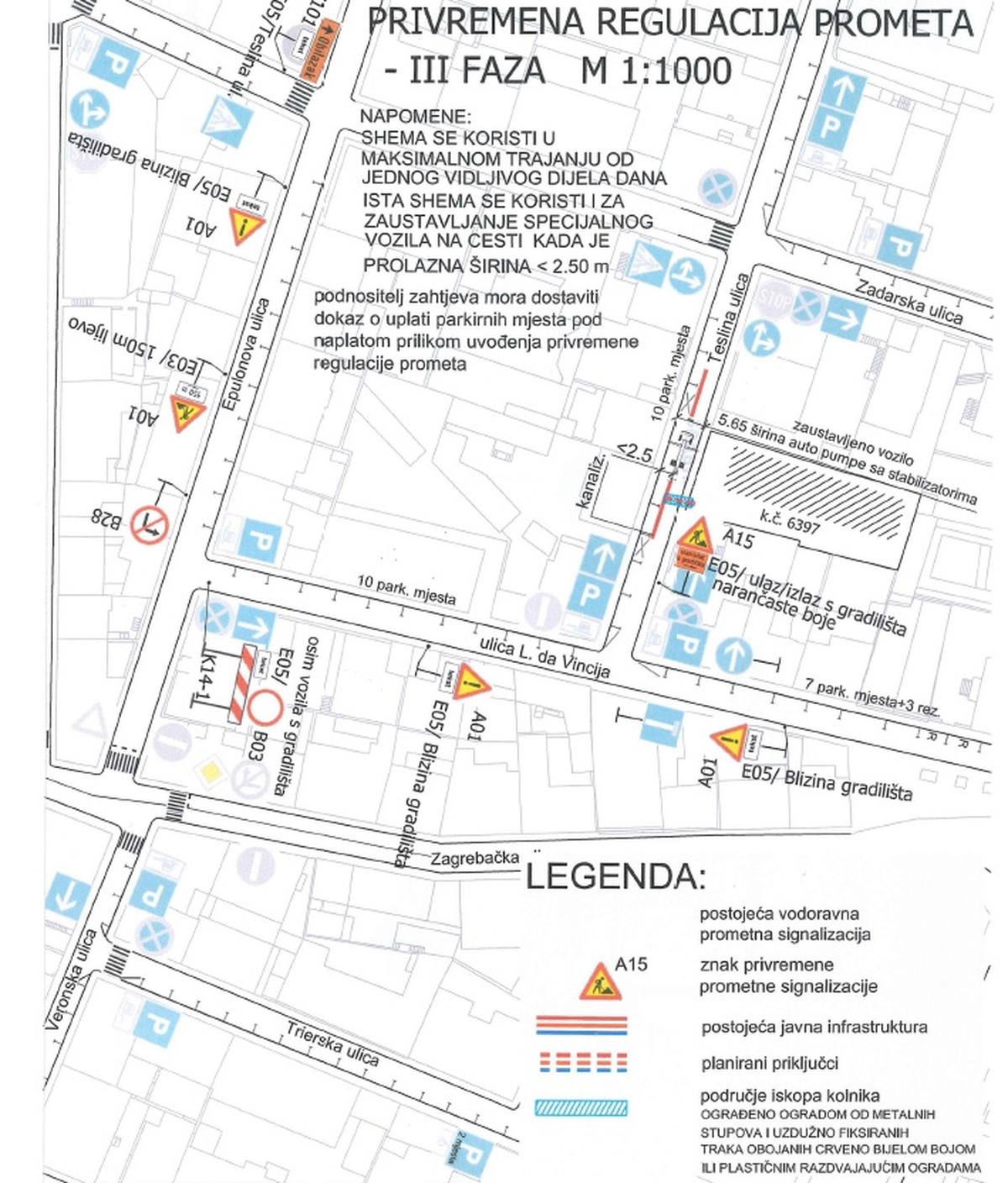 Privremena regulacija prometa -radovi uTeslinoj ulici