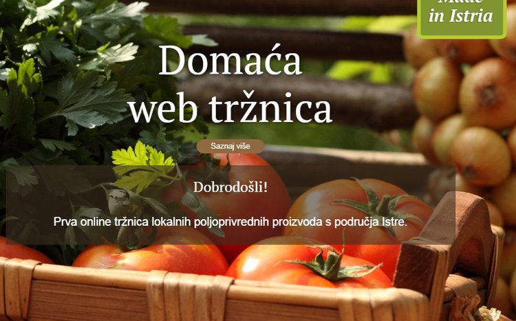 Pomidori s natpisom na slici "Domaća web tržnica"