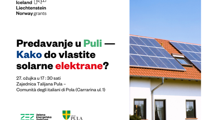 U Zajednici Talijana Pula 27. ožujka informativno predavanje „Kako do vlastite elektrane?“